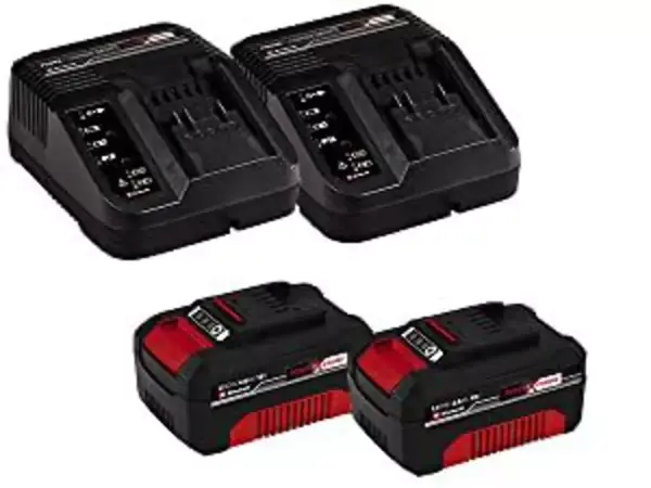 Dva akumulátory Power X Change a dvě nabíječky pro aku sekačku Einhell GE CM 36 36 Li 2x4 0 Ah