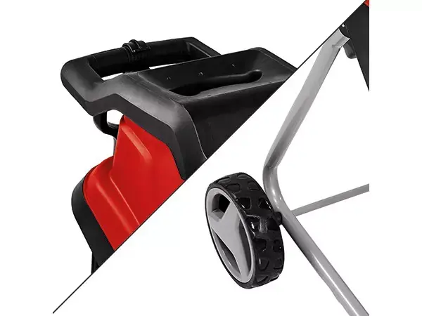 Elektrický nožový drtič Einhell GC-KS 2540 se stabilním podvozkem a velkým madlem pro přepravu v bočním pohledu.