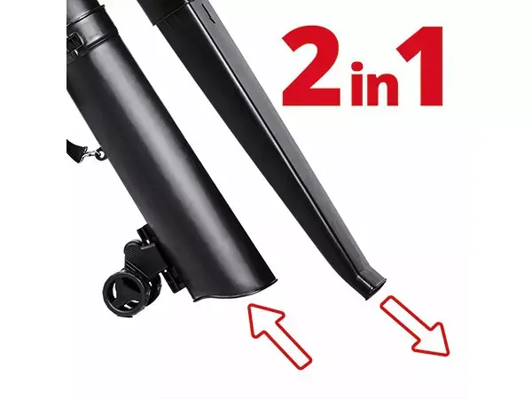 Znázornění funkce 2 v 1 elektrického vysavače listí Einhell GC-EL 3000 E se šipkami pro režim sání a foukání.