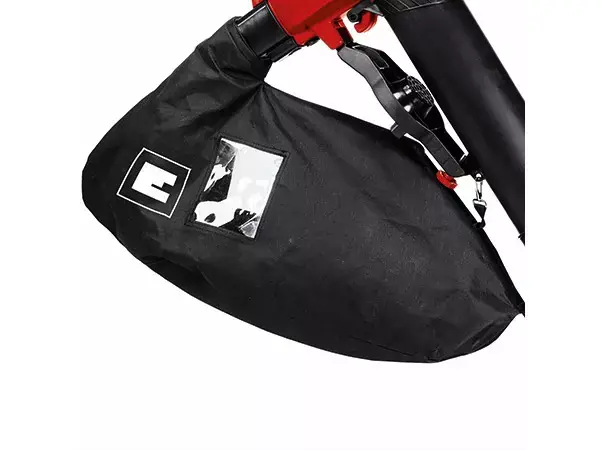 Sběrný vak elektrického vysavače listí Einhell GC-EL 3000 E s průzorem pro kontrolu naplnění.