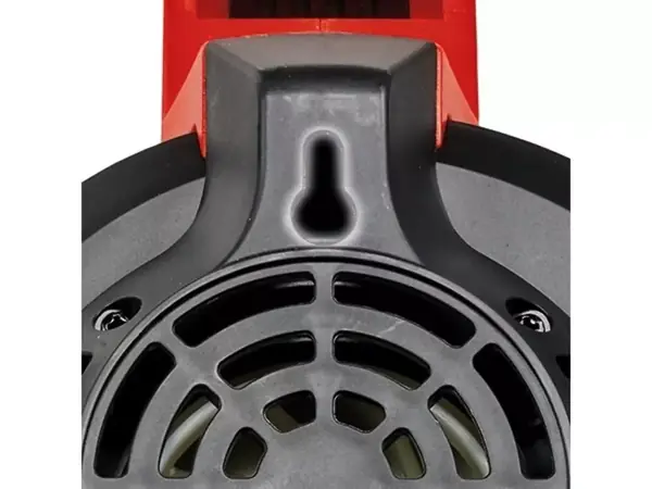 Integrierte Wandhalterung des Einhell Akku-Laubbläsers GE-UB 18/250 Li E-Solo in Nahaufnahme.