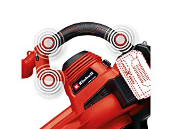 Ergonomicky tvarovaná rukojeť aku vysavače listí Einhell GE CL 36 230 Li E Solo s vložkou pohlcující vibrace