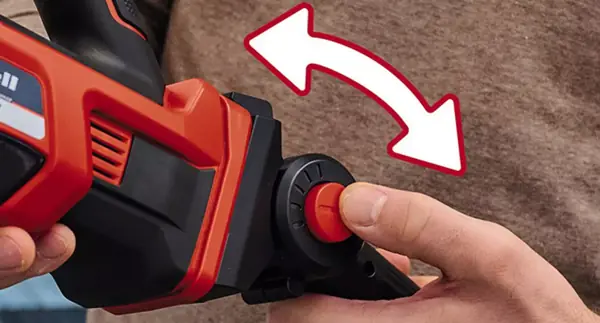 Červený spojovací díl s otočným mechanismem pro beznástrojové připojení BRILLIANTO a teleskopické tyče.