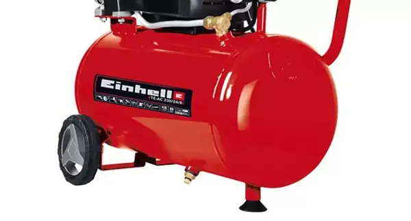 Tlaková nádoba kompresoru Einhell TE-AC 230/24/8 v bočním pohledu s logem Einhell.