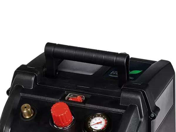 Horní strana kompresoru Einhell TC-AC 190/6/8 OF Set se stabilní rukojetí a ovládacím panelem.