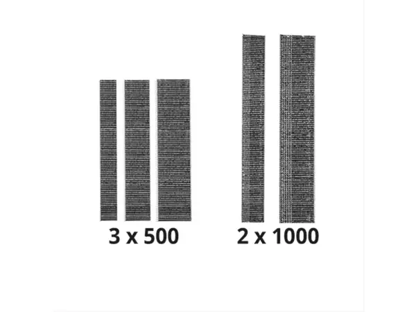 Zobrazení spon a hřebíků dodaných v balení pro Einhell TC-PN 50: 3 × 500 spon, 2 × 1 000 hřebíků.