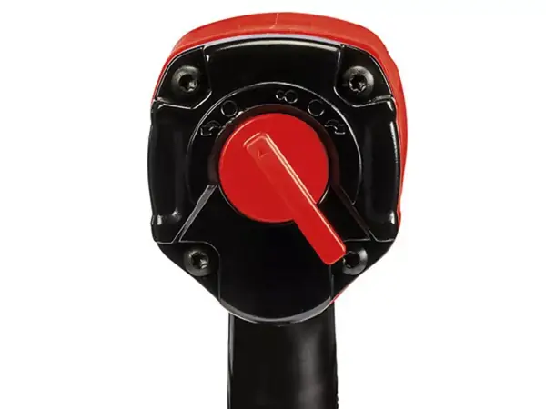 Zadný pohľad na Einhell TC-PW 610 s červenou pákou na prepínanie ľavého a pravého chodu.