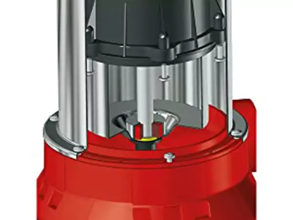 Otevřená spodní část čerpadla na špinavou vodu Einhell GC-DP 1020 N s viditelným mechanickým těsněním.