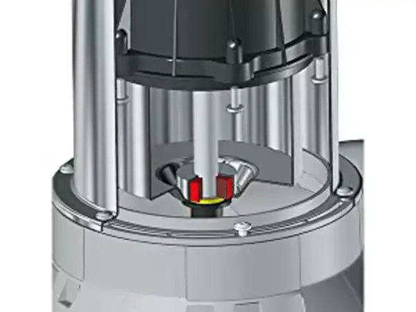 Otevřená spodní část čerpadla na špinavou vodu Einhell GC-DP 9035 N s viditelným mechanickým těsněním.