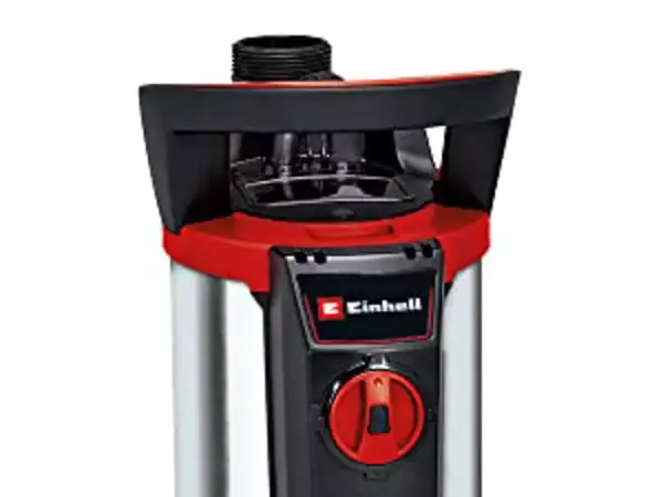 Vorderansicht der Einhell Schmutzwasserpumpe GE-DP 7935 N-A ECO mit rotem Schalter und Einhell-Logo.