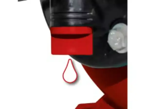 Detail vypouštěcího ventilu domácí vodárny Einhell GC-WW 6038 Set se stylizovanou kapkou.