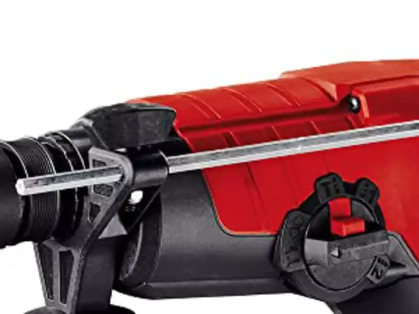 Bočný pohľad s nasadeným dorazom hĺbky vŕtania na vŕtacom kladive Einhell TE-RH 28 5F.