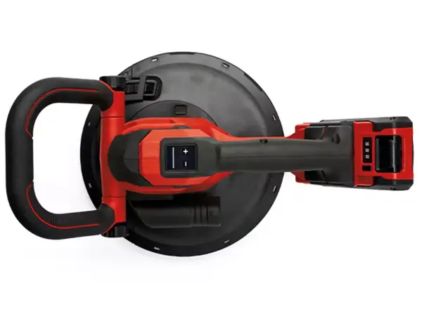 Der Einhell Akku-Trockenbauschleifer TP-DWS 18/225 Li BL in seitlicher Draufsicht mit verstellbarem Zusatzhandgriff.