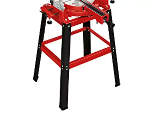 Červený podstavec pro pokosovou pilu Einhell TC-SM 2531/2 U z čelního pohledu.