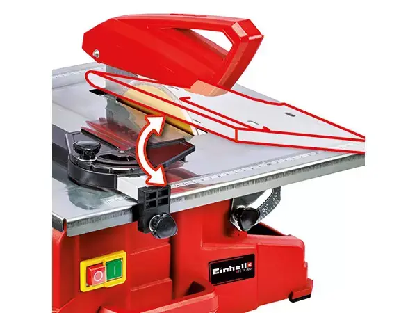 erstellbarer Winkelanschlag für präzise Gehrungsschnitte an der Einhell Fliesenschneidmaschine TC-TC 800.