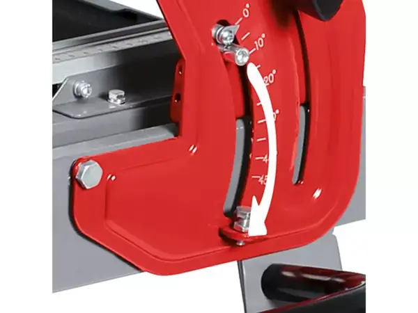 Verstellbarer Schneidkopf der TE-TC 620/1 U mit Winkelverstellung zur Durchführung von Gehrungsschnitten.