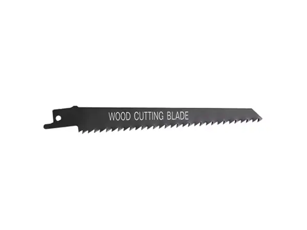 Ein Holzsägeblatt für die Einhell Universalsäge TC-AP 690 E mit grober Zahnung und Aufschrift „WOOD CUTTING BLADE“.