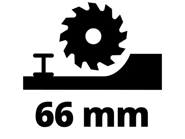 Symbolická grafika k ruční kotoučové pile Einhell TE-CS 190/1 s maximální hloubkou řezu 66 mm.