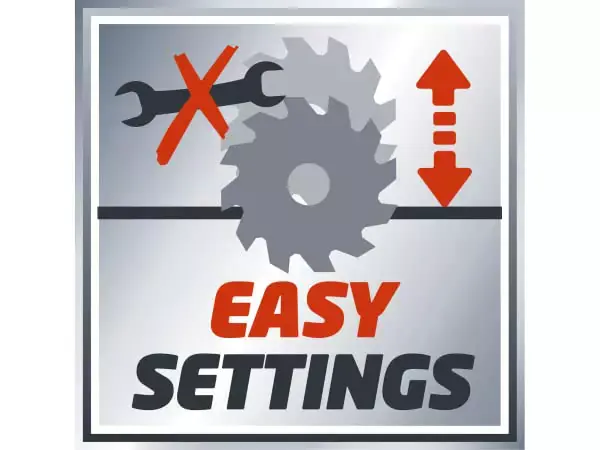Symbolická grafika „Easy Settings“ pro nastavení bez použití nářadí na ruční kotoučové pile Einhell TE-CS 165.