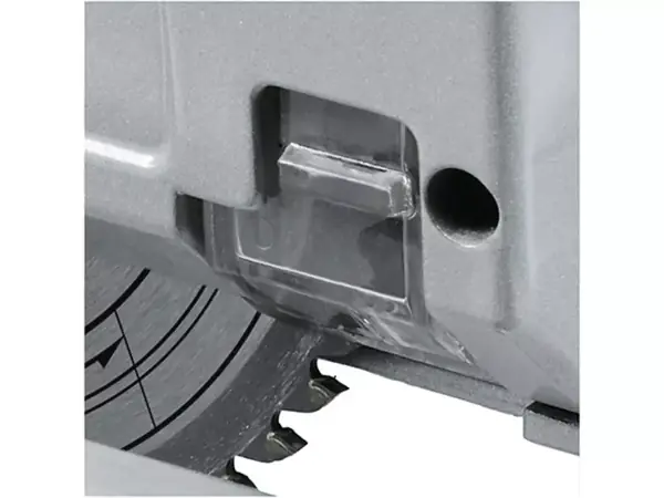 Detailní záběr na okénko ponorné pily Einhell TE-PS 165 pro lepší kontrolu řezné linie.