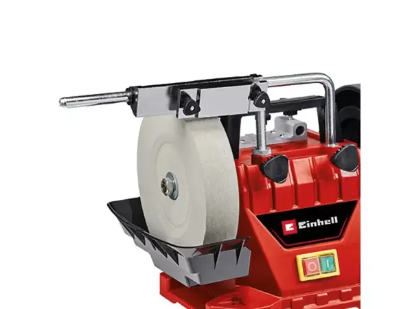 Opěrka na mokré brusce Einhell TC-WG 200 pro přesné vedení obrobku.