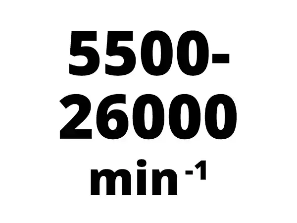 Grafik mit der Drehzahlangabe „5500–26000 min?1“ für das Einhell Akku-Schleif-/Gravur-Werkzeug TE-MT 7,2 Li.