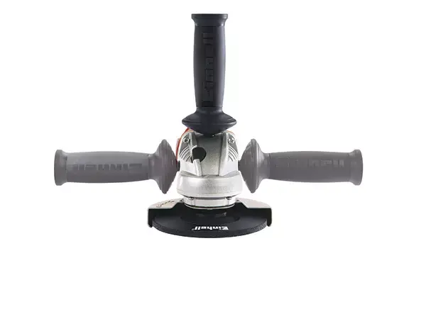 Úhlová bruska Einhell TE-AG 125/750 Kit s nastavitelnou přídavnou rukojetí ve třech polohách.