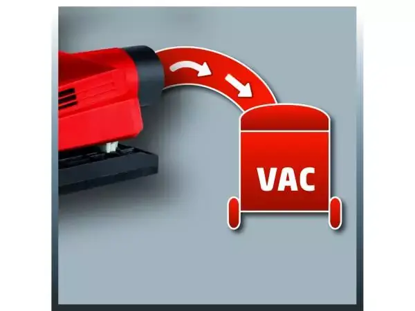 Symbolová grafika pro odsávání prachu s připojeným vysavačem k vibrační brusce Einhell TC-OS 1520.