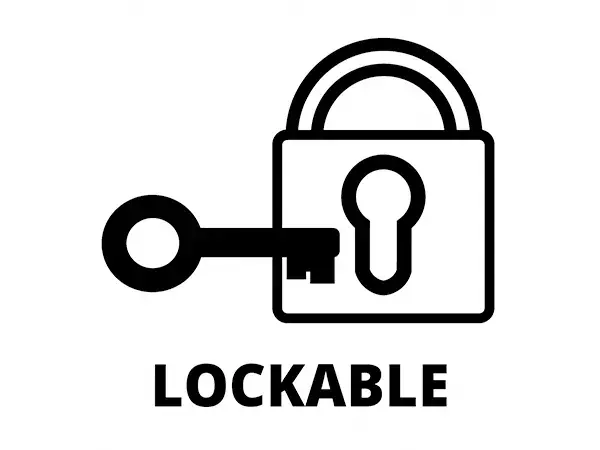 Dílenský vozík Einhell TC-TW 150 je uzamykatelný, zobrazený se symbolem zámku na bílém pozadí.