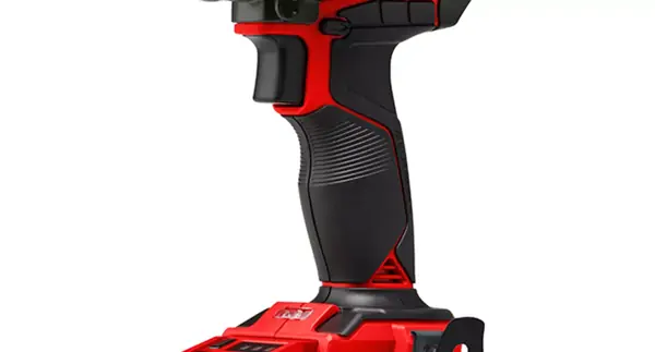 Boční pohled na rukojeť akumulátorového příklepového šroubováku Einhell s ergonomickým tvarem.